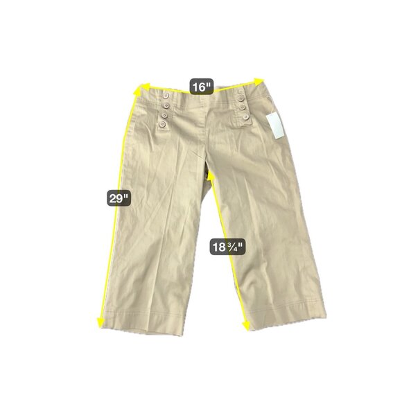 Bay Studio Womens Khaki Cropped Pants Size 10 Button Details Pockets - Picture 6 of 9